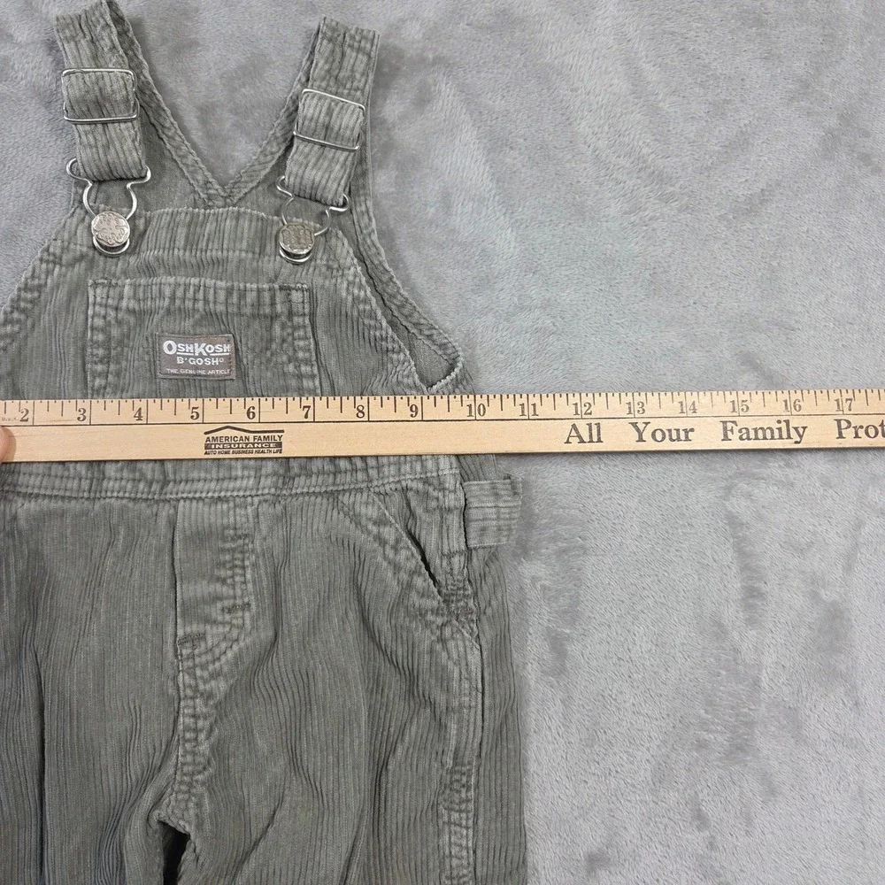 OshKosh B'Gosh Kids 12M Olive Green Corduroy Overalls 100% Cotton 806-0801